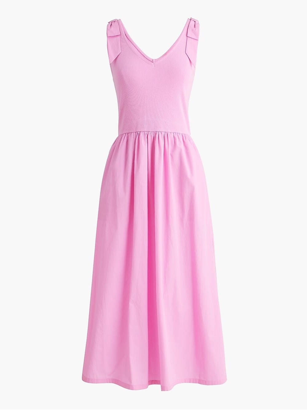 J. Crew Factory Pink Ribbed Bodice Midi Dress